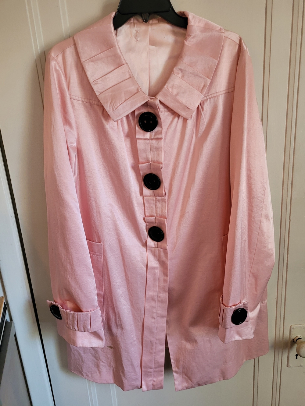 Classic Pink Button-Front Women's Coat
